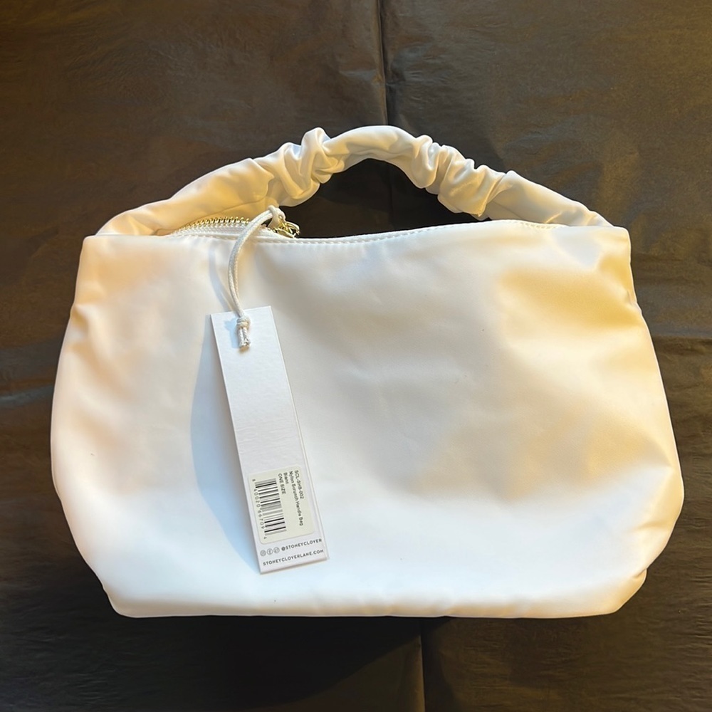 Stony CLOVER LANE NWT WHITE NYLON SCRUNCH SHOULDER BAG - Picture 2 of 8